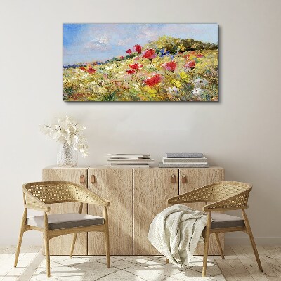 Flower landscape in the summer sun Canvas wall art
