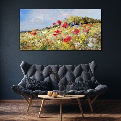 Flower landscape in the summer sun Canvas wall art