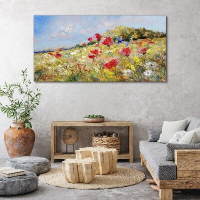 Flower landscape in the summer sun Canvas wall art