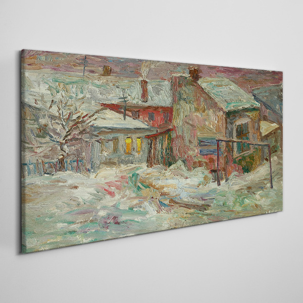 Winter landscape in pastel colors Canvas wall art
