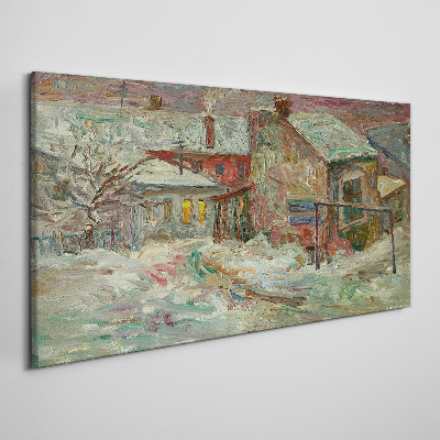 Winter snow village Canvas print
