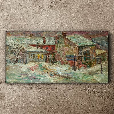 Winter landscape in pastel colors Canvas wall art