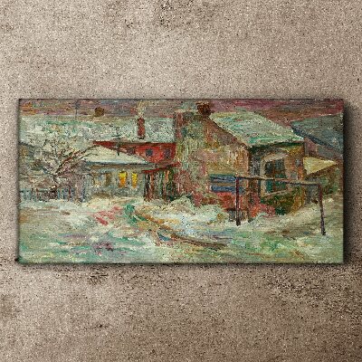 Winter snow village Canvas print