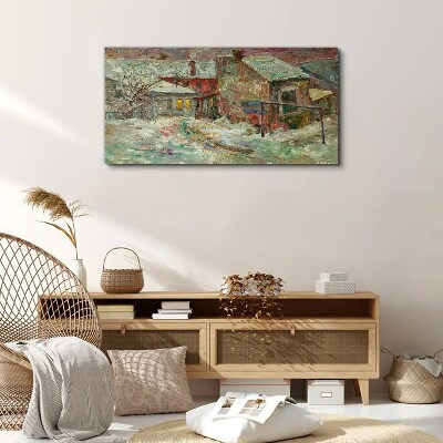 Winter landscape in pastel colors Canvas wall art