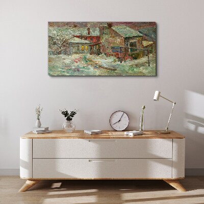 Winter landscape in pastel colors Canvas wall art