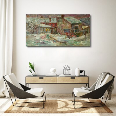 Winter landscape in pastel colors Canvas wall art