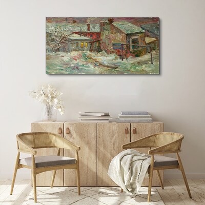 Winter landscape in pastel colors Canvas wall art