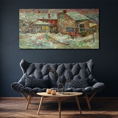 Winter landscape in pastel colors Canvas wall art