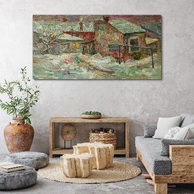 Winter landscape in pastel colors Canvas wall art
