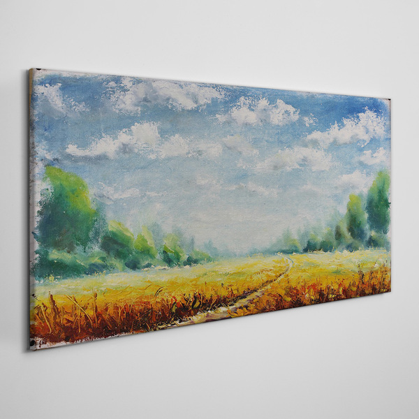 Summer fields under blue sky Print on canvas