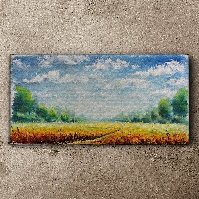 Summer fields under blue sky Print on canvas