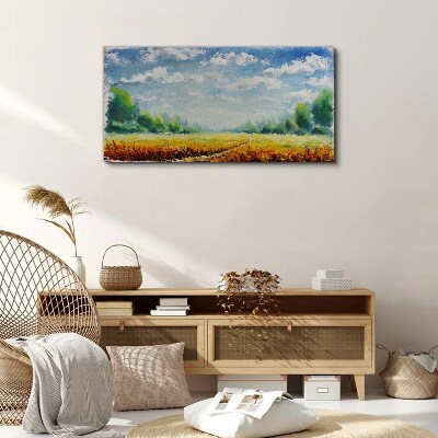 Summer fields under blue sky Print on canvas