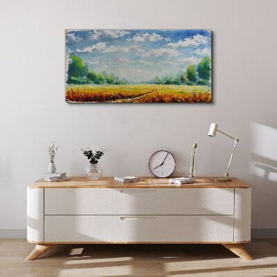 Summer fields under blue sky Print on canvas