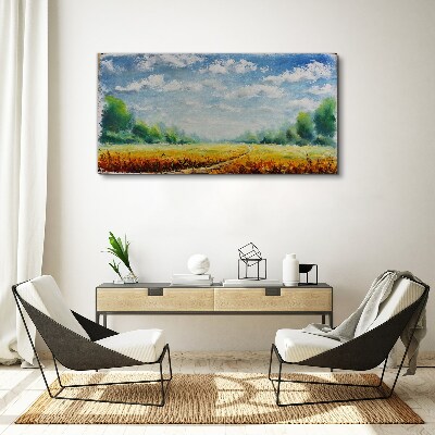 Summer fields under blue sky Print on canvas