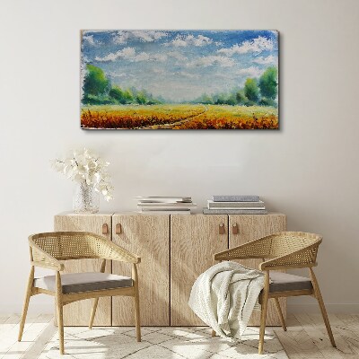 Summer fields under blue sky Print on canvas