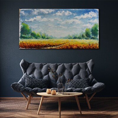 Summer fields under blue sky Print on canvas