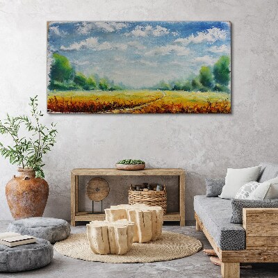 Summer fields under blue sky Print on canvas