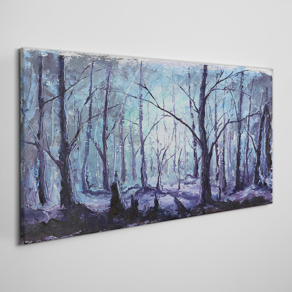 Winter forest in shades of blue Canvas wall art