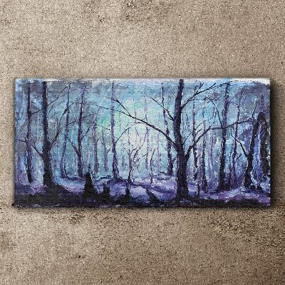 Winter forest in shades of blue Canvas wall art