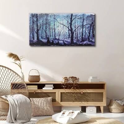 Winter forest in shades of blue Canvas wall art