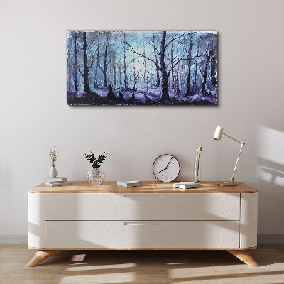 Winter forest in shades of blue Canvas wall art