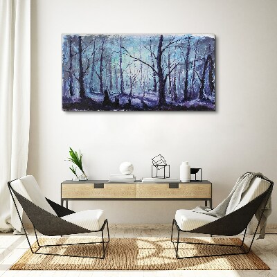 Winter forest in shades of blue Canvas wall art