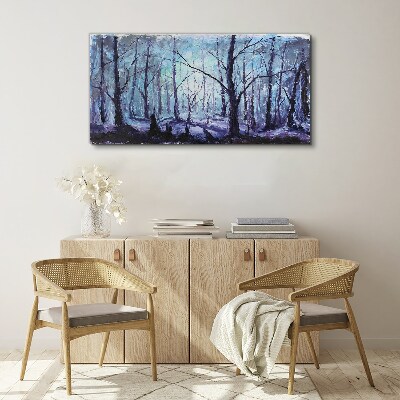 Winter forest in shades of blue Canvas wall art