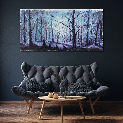 Winter forest in shades of blue Canvas wall art