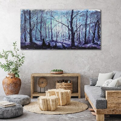 Winter forest in shades of blue Canvas wall art