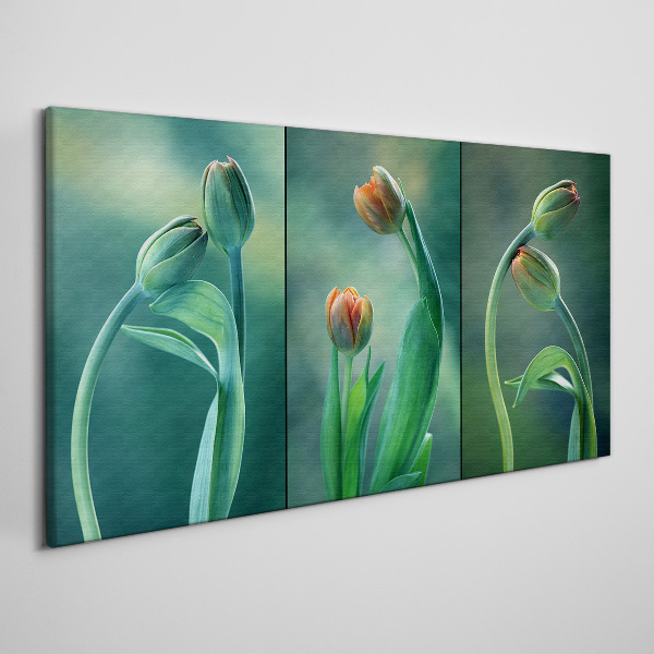 Tulips in shades of green Print on canvas