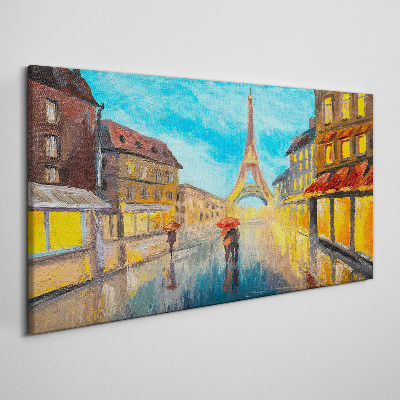 Paris street in the rain Canvas wall art
