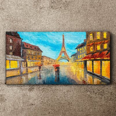 Paris street in the rain Canvas wall art