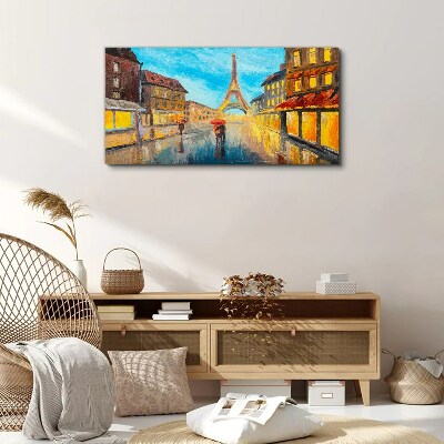 Paris street in the rain Canvas wall art