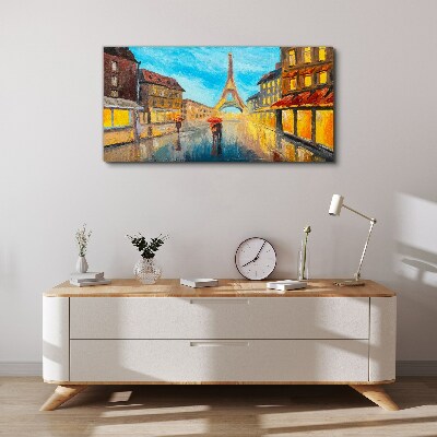 Paris street in the rain Canvas wall art