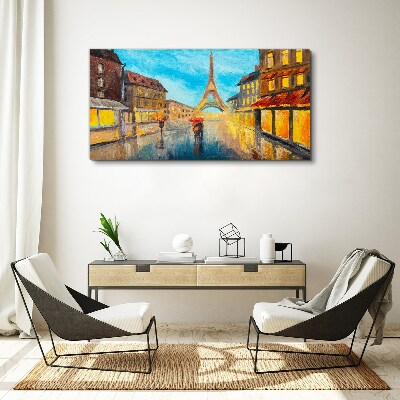 Paris street in the rain Canvas wall art