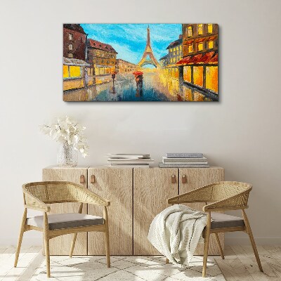 Paris street in the rain Canvas wall art