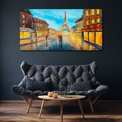 Paris street in the rain Canvas wall art