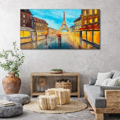 Paris street in the rain Canvas wall art
