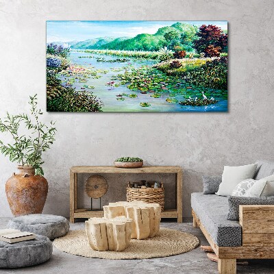 Landscape with water lilies Print on canvas
