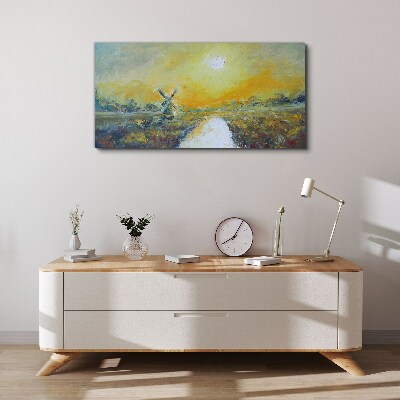 Golden fields under sunny skies Print on canvas