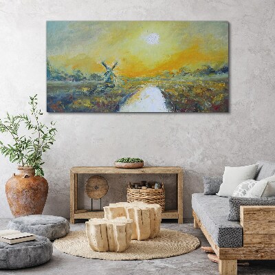 Golden fields under sunny skies Print on canvas