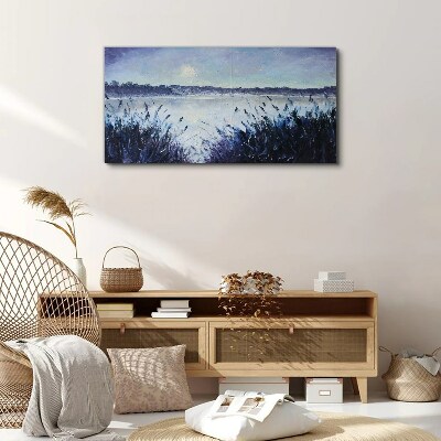A quiet morning by the lake Canvas wall art
