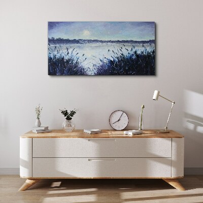 A quiet morning by the lake Canvas wall art