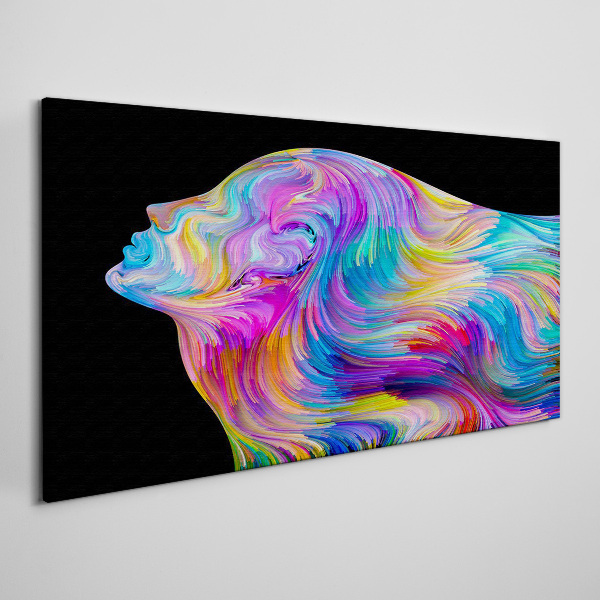 Colorful silhouette of a woman in motion Canvas wall art