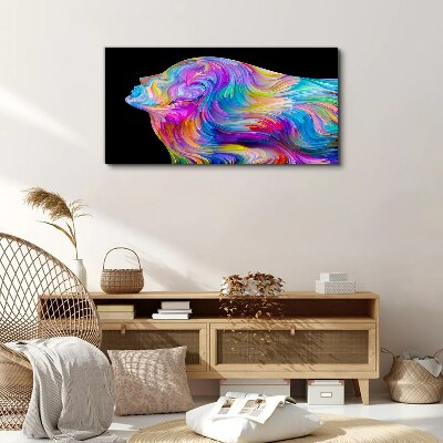 Colorful silhouette of a woman in motion Canvas wall art