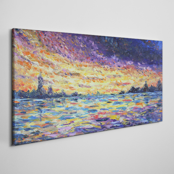 Sunset over the water Print on canvas