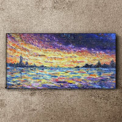 Sunset over the water Print on canvas