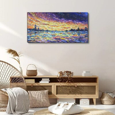 Sunset over the water Print on canvas