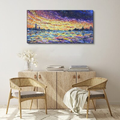 Sunset over the water Print on canvas
