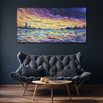 Sunset over the water Print on canvas
